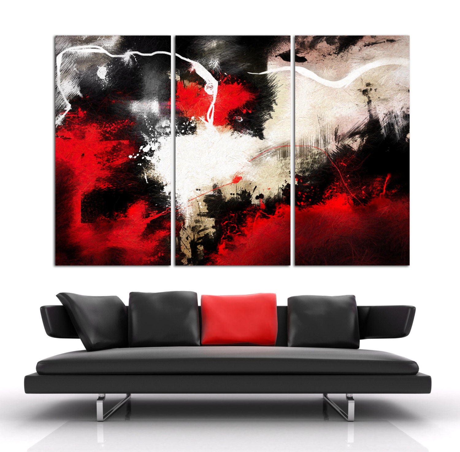3 Panel Split Abstract Art Canvas Print. 1.5 deep