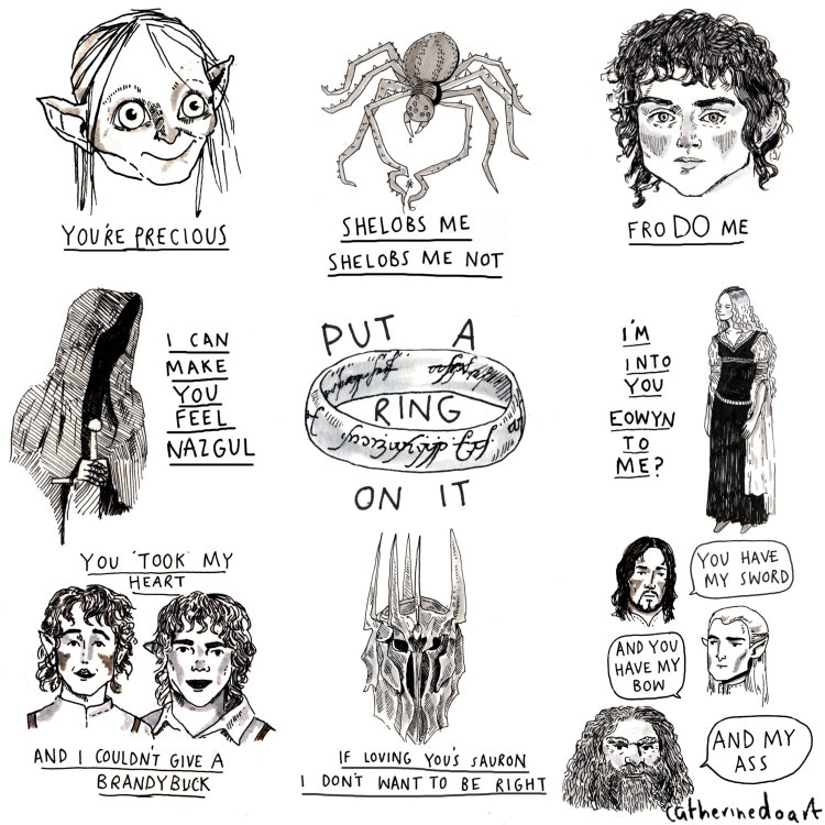 Lord of the Rings Fan Art Chat Up Line Puns by Catherinedoart