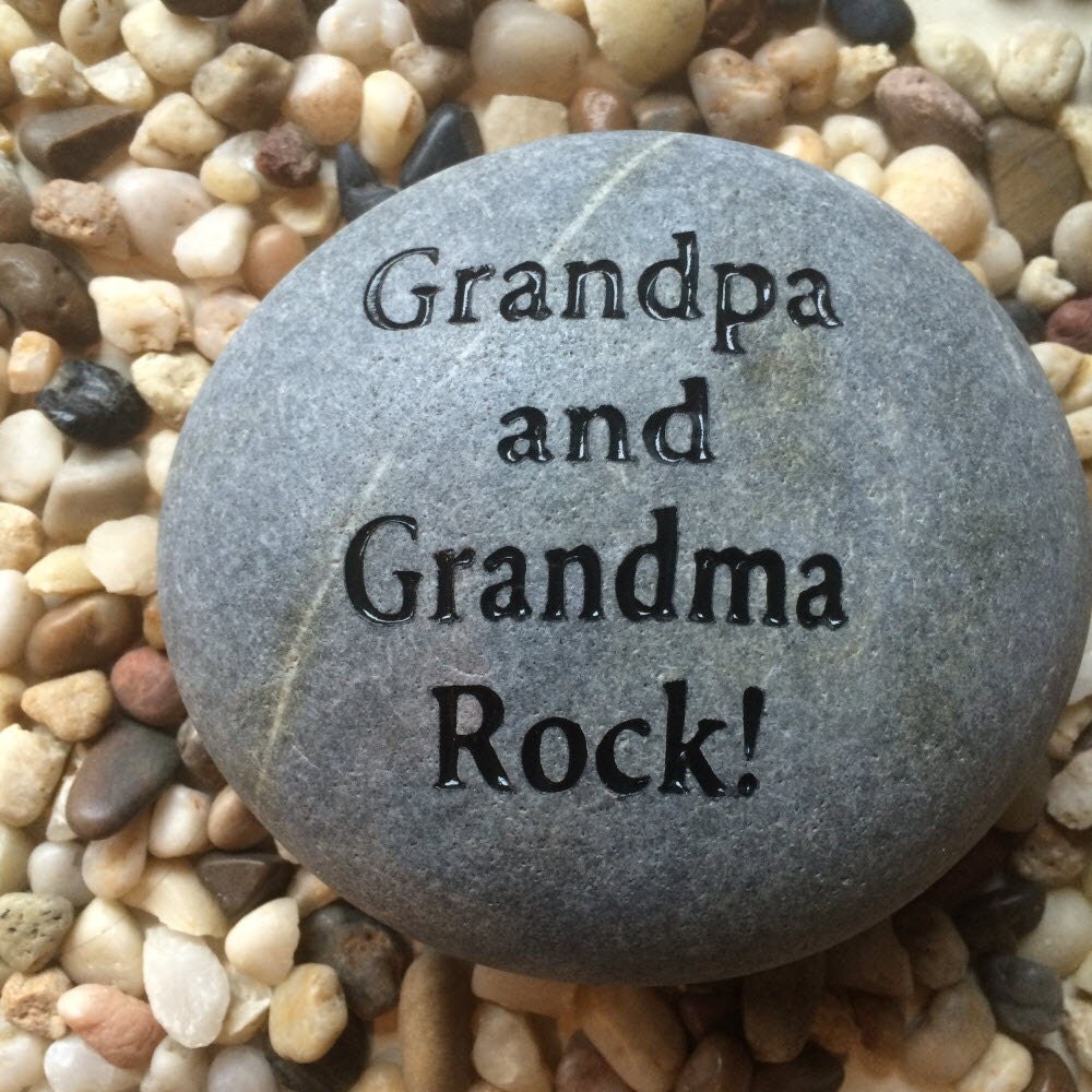 Personalized Engraved Stones Grandpa and Grandma Rock