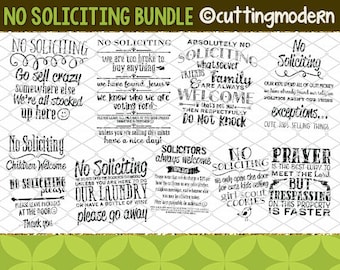 SVG Cut File Bundle - PNG Included - 10 Files- No Soliciting Bundle - Vinyl- Cricut- Silhouette Cameo- Diy projects-