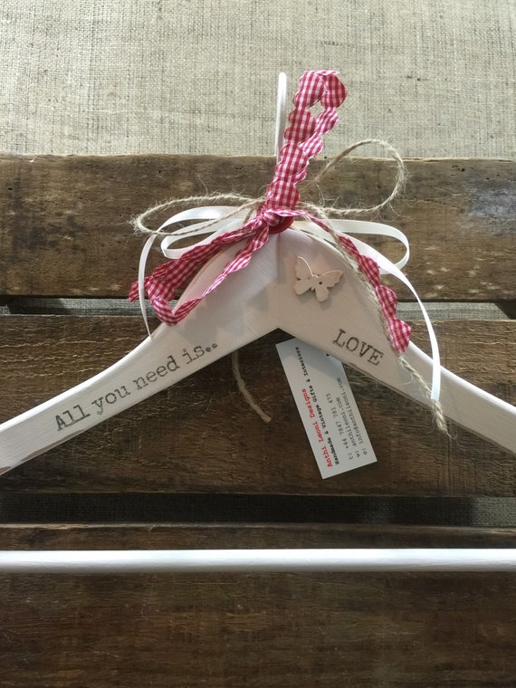LOVE Printed Valentines Gift Hanger / Decorative Wedding Hanger / Personalised Romantic Gift / Custom Printed Name & Love Note Gift