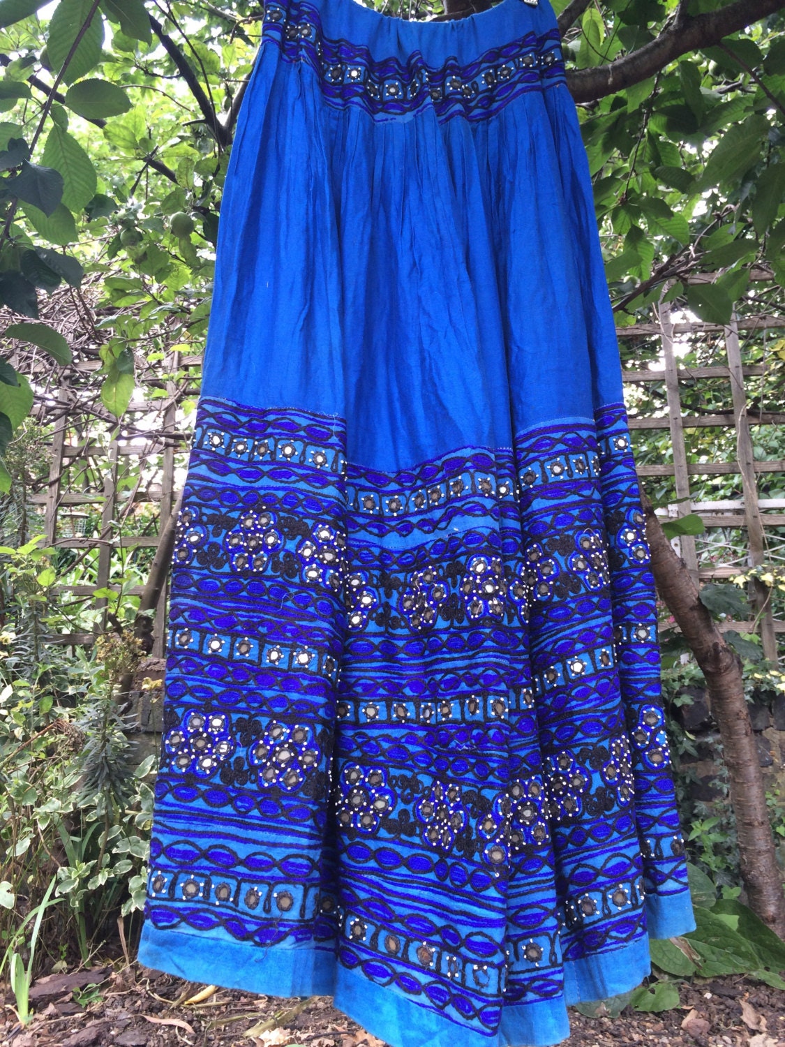 Long Vintage Indian Mirror and Beaded Detail Skirt Shamanic