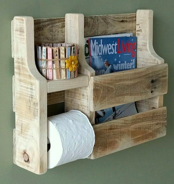 Rustic Magazine Rack Toilet Paper Holder made from Reclaimed