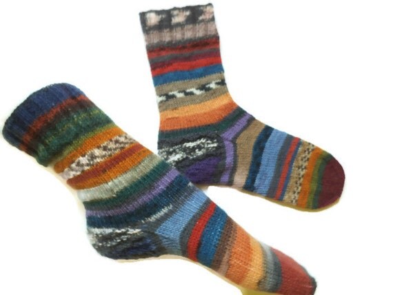Scrappy warm wool socks Mismatched colorful socks Women knit