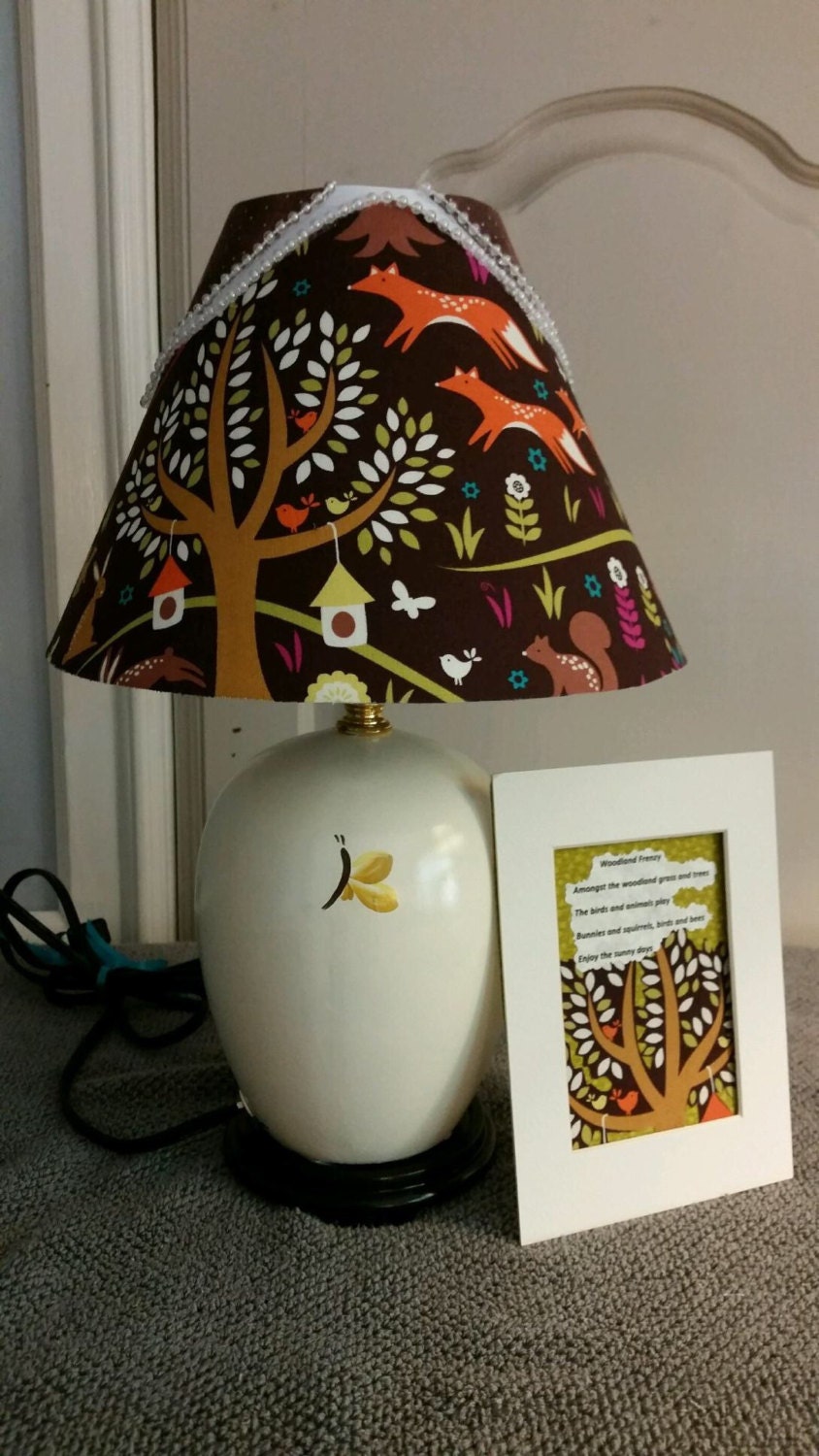 Nursery lamp woodland creatures Nursery lamp baby gift Fox