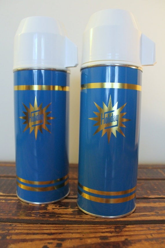 Vintage Holiday Thermos made in England Set of 2