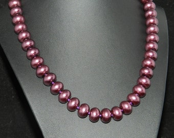 CLEARANCE * Chunky Mauve Pearl Necklace 18in