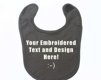 Brown Baby Bib 100% Organic Thick and Soft Cotton, Personalized