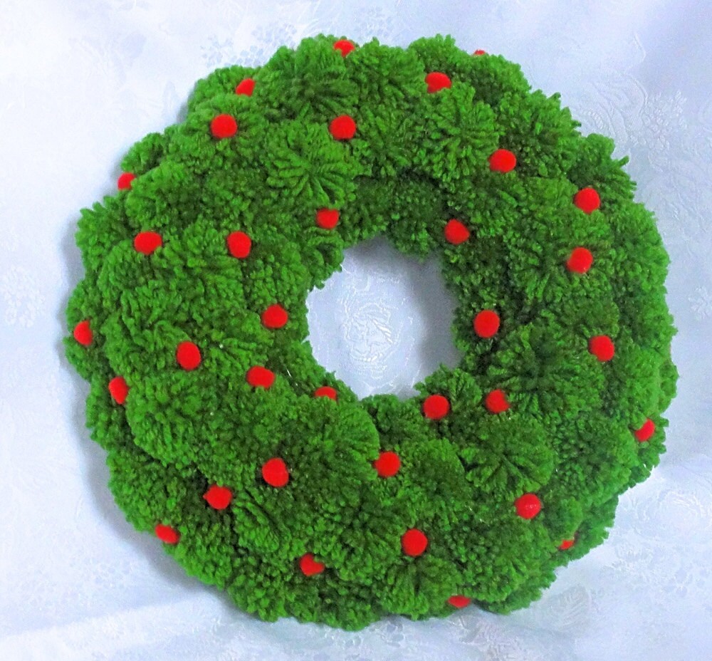 Green Wreath Pom Pom Wreath By Pompommyworld green wreath pom pom wreath by pompommyworld