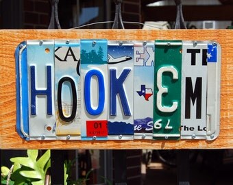 HOOK'EM / UT - custom made University of Texas Longhorn license plate sign
