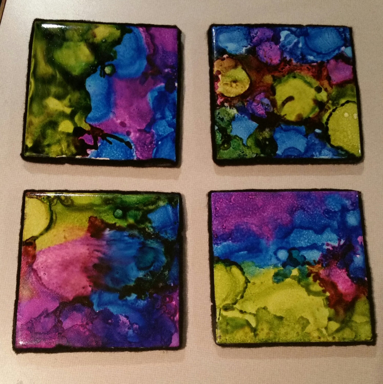 Ceramic tile coasters by 1OfAKindBySteph on Etsy