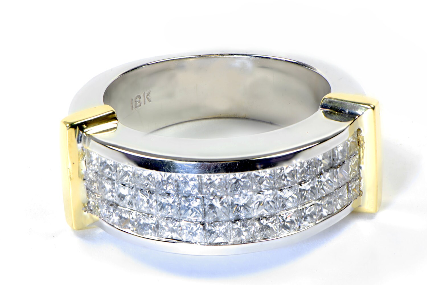 Heavy Ring Invisible Setting Princess Diamond Diamond Ring