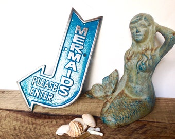 Mermaid Sign - Mermaid Wall Decor - Girl Nursery Decor - Nautical Bathroom Decor - Nautical Girl Nursery - Mermaid Wall Art - Beach Bedroom