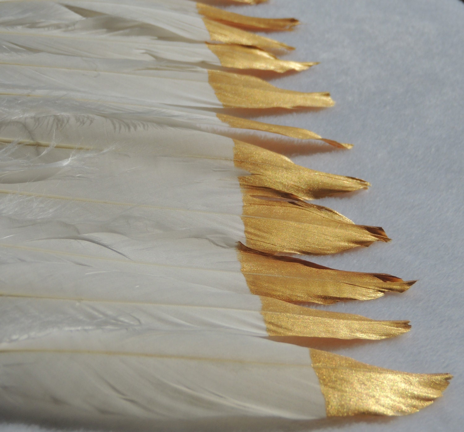 Elegant Gold Dipped Feathers Bulk Wedding Decor Boho Baby
