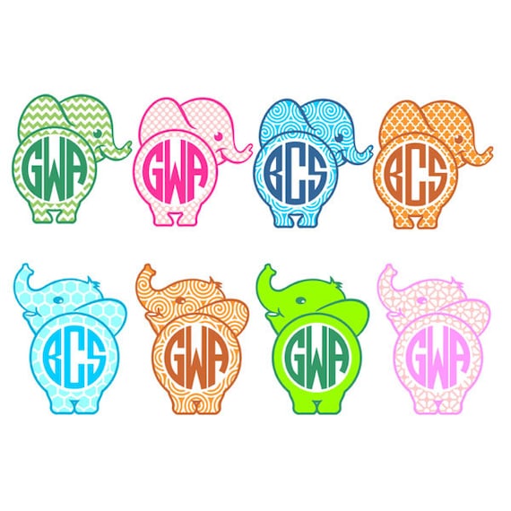 Download Elephant Cuttable Design Monogram SVG DXF EPS use by CuttableSVG