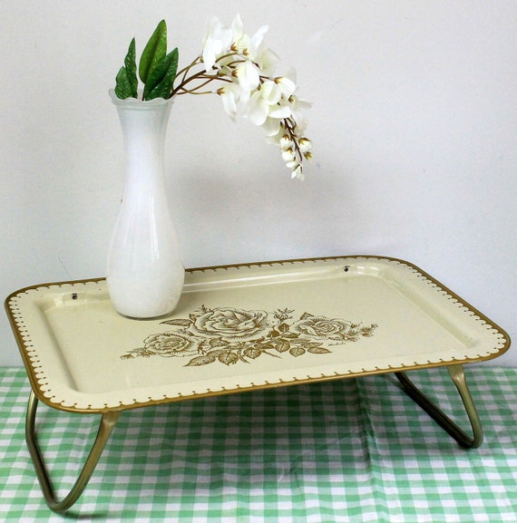 Vintage TV Tray Metal TV Lap Tray Breakfast Bed Tray with
