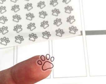 54 Paw Print Planner Stickers, Animal Paw Print Stickers, Clear Planner Stickers