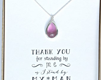 Purple Bridesmaid Silver Necklace, Bridesmaid Plum Necklace, Purple Bridesmaid Jewelry Gift,Purple Wedding Necklace, Plum Wedding, NK1