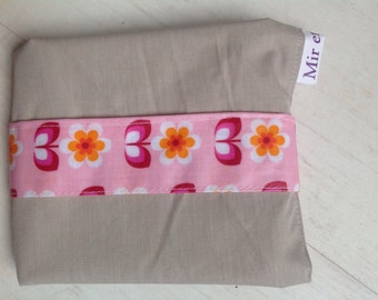 Reusable sandwich bag and placemat-pink-orange flowers/wrap/sandwich lunch sac