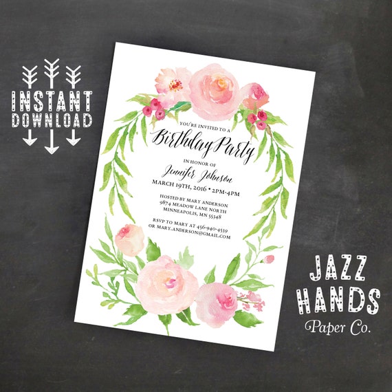 printable-birthday-invitation-template-instant-download-adult-birthday-invitation-floral