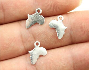 30 Africa Charms, Antique Silver Tone (1E-179)