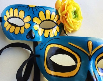 Day of the dead mask. Sugar skull mask, mask for couples, Halloween Party Mask, His and her masquerade, Flowered Skull Mask Costume