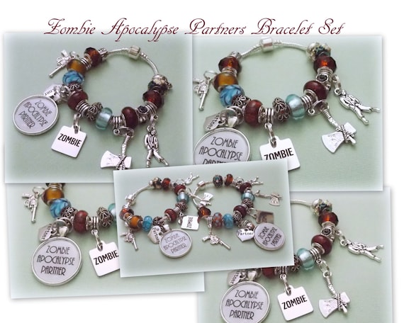 Zombie Apocalypse Partner Charm Bracelets, Walking Dead Charm Bracelet, Gift for Best Friends, Zombie Bracelets, The Walking Dead, Gift Idea