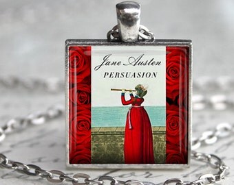 Jane Austin Book Necklace Literary Gifts Literary Necklace Literature Gifts Persuasion Book Lover Gift for Teacher Book keyfob Book keychain