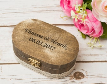 Ring Box wedding Bearer Ring Pillow Country Chic Wedding Holder Personalize Rustic Box Lace Burlap Ring Box Wedding Decoration