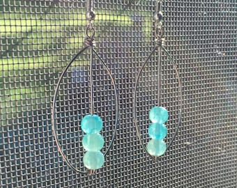 Turquoise stone pea pod earrings
