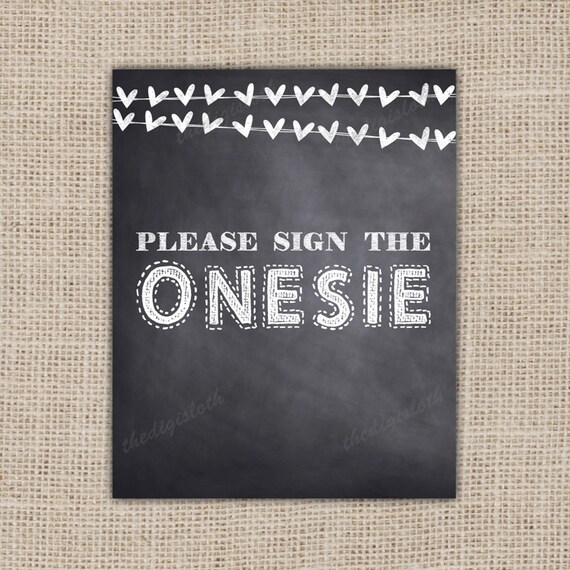 Sign The Onesie Baby Shower Sign Printable Chalkboard