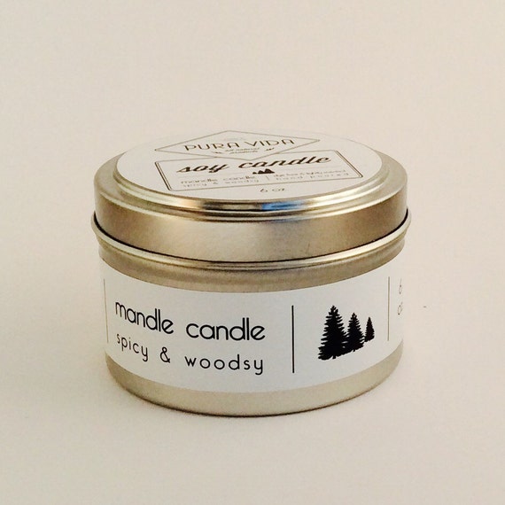 Mandle Candle 6 oz Soy Wax Candle // Spicy and Woodsy Candle