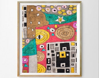 Klimt colorful wall art print Klimt art download Downloadable art Etsy wall art Cool wall art Famous art print Colorful wall art decor