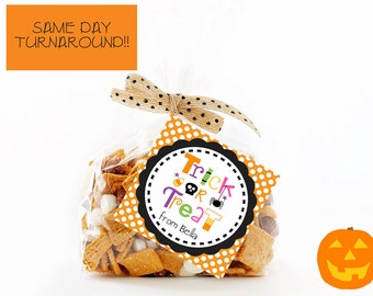 Halloween Treat Tags, Trick or Treat Tag, Printable Personalized Halloween Tags, Halloween Gift Tags, Tags, Treat Tag, Favor Tags