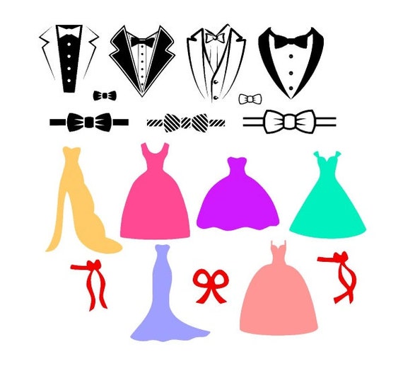 Download dress and tuxedo wedding party svg files for by ...