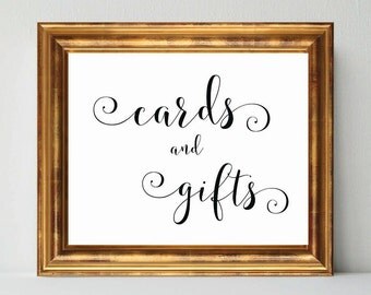 Wedding Sign, Cards and Gifts, DIY wedding sign printable, wedding signage, bridal signs, calligraphy signs, printablestyles