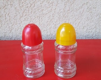 Vintage Glass salt and pepper shakers