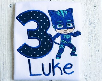 PJ Catboy Gekko Owlette masks birthday shirt for boys or girls