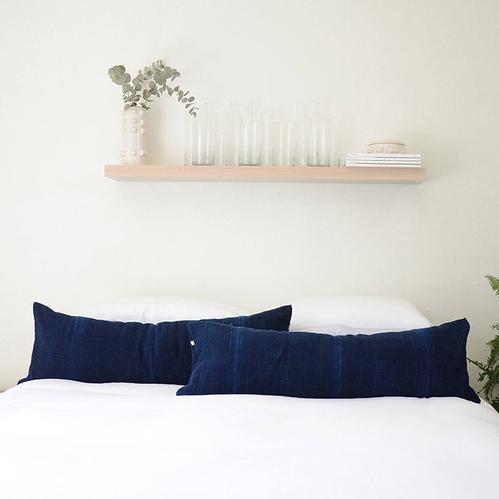 Long Skinny Slouchy Indigo Lumbar Pillows Insert Included