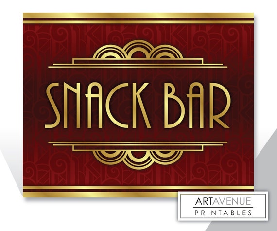 Printable Art Movie Theme Sign SNACK BAR message