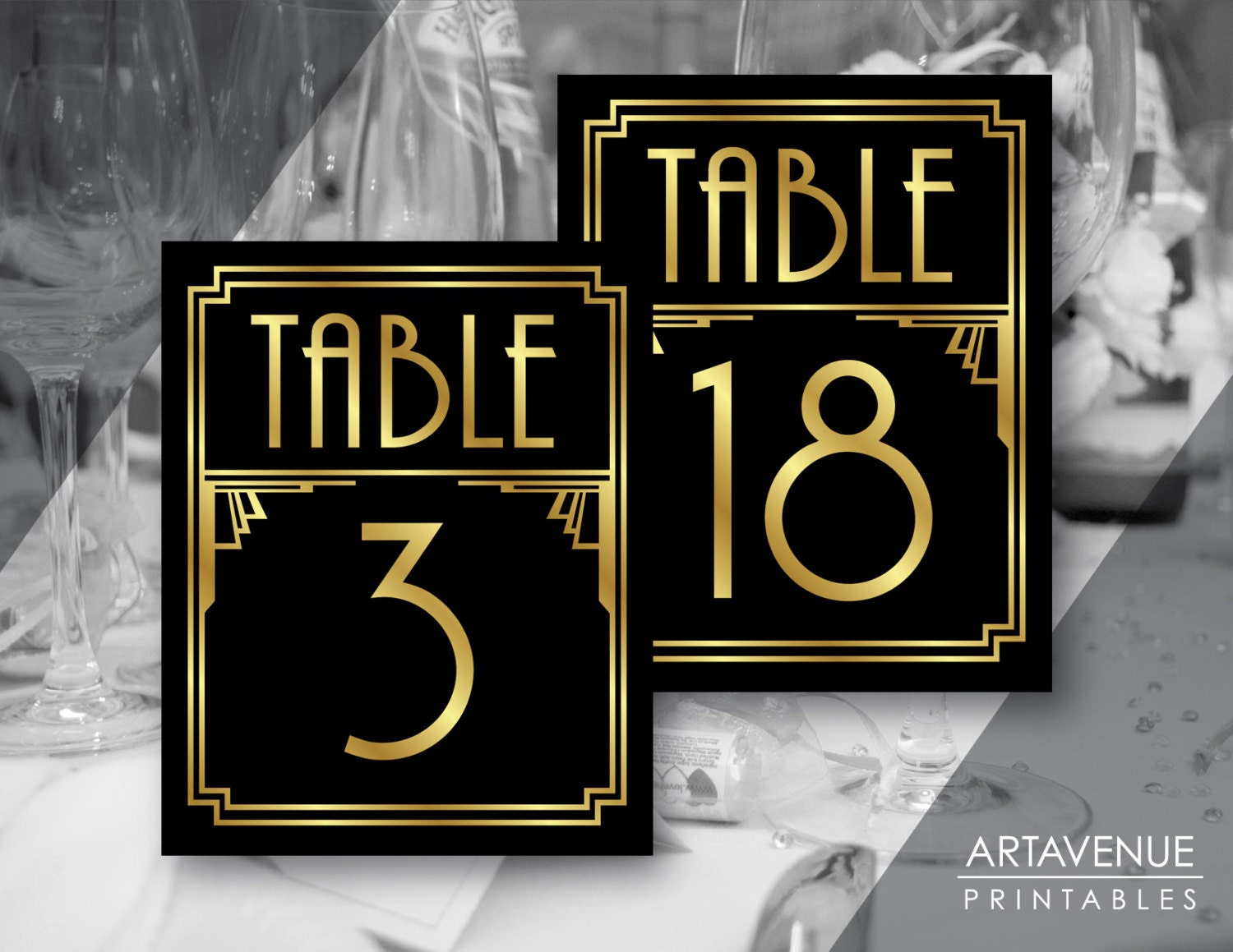 printable number 25 Number Deco Party Gatsby Wedding Table Printables Signs Art