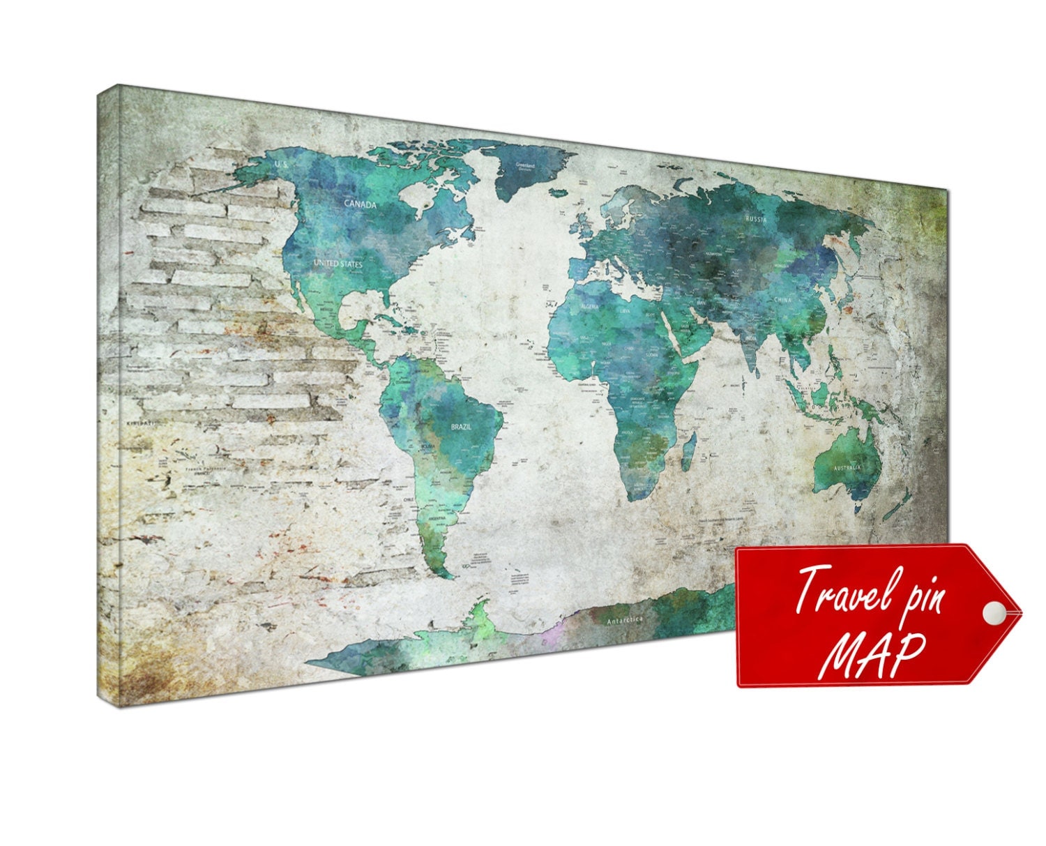 Push Pin World Map Canvas Wall Art Print Push Pin World Map