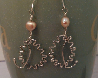 Handmade Sterling Silver Dangle Earrings with Fresh Water Pearls