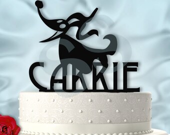 Zero From Nightmare Before Christmas Birthday Cake Topper Name