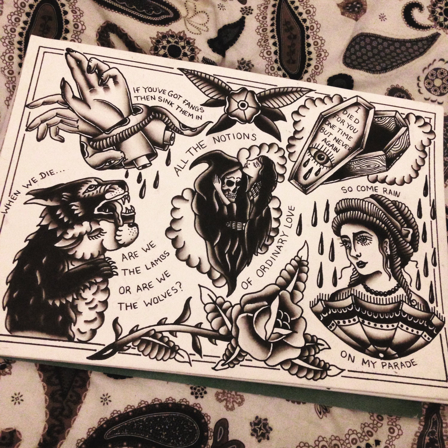 49 Traditional Tattoos Flash Sheet Background