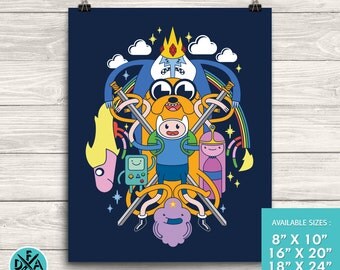 New Adventure Time Poster Multi-Character Jake and Finn Design Museum Quality Premium Poster Gaming Art Print Matte Finish All Sizes