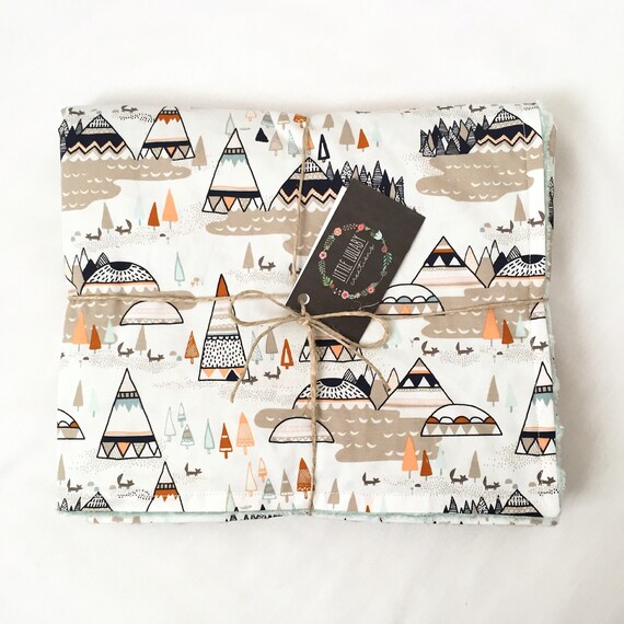 Teepee Minky Baby Blanket Tribal Minky by LLullabyCreations