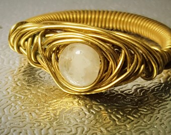 Moonstone Brass Ring