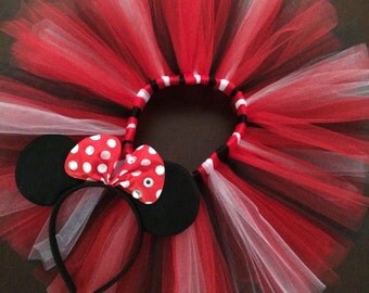 Minnie Mouse tutu, Newborn tutu, black and red tutu, baby tutu, Minnie Mouse