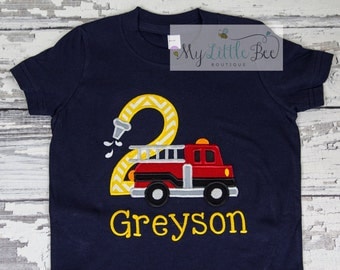 Fire Truck Birthday Shirt, Firetruck Birthday Shirt, Boys Birthday Shirt, Firetruck Birthday-personalized